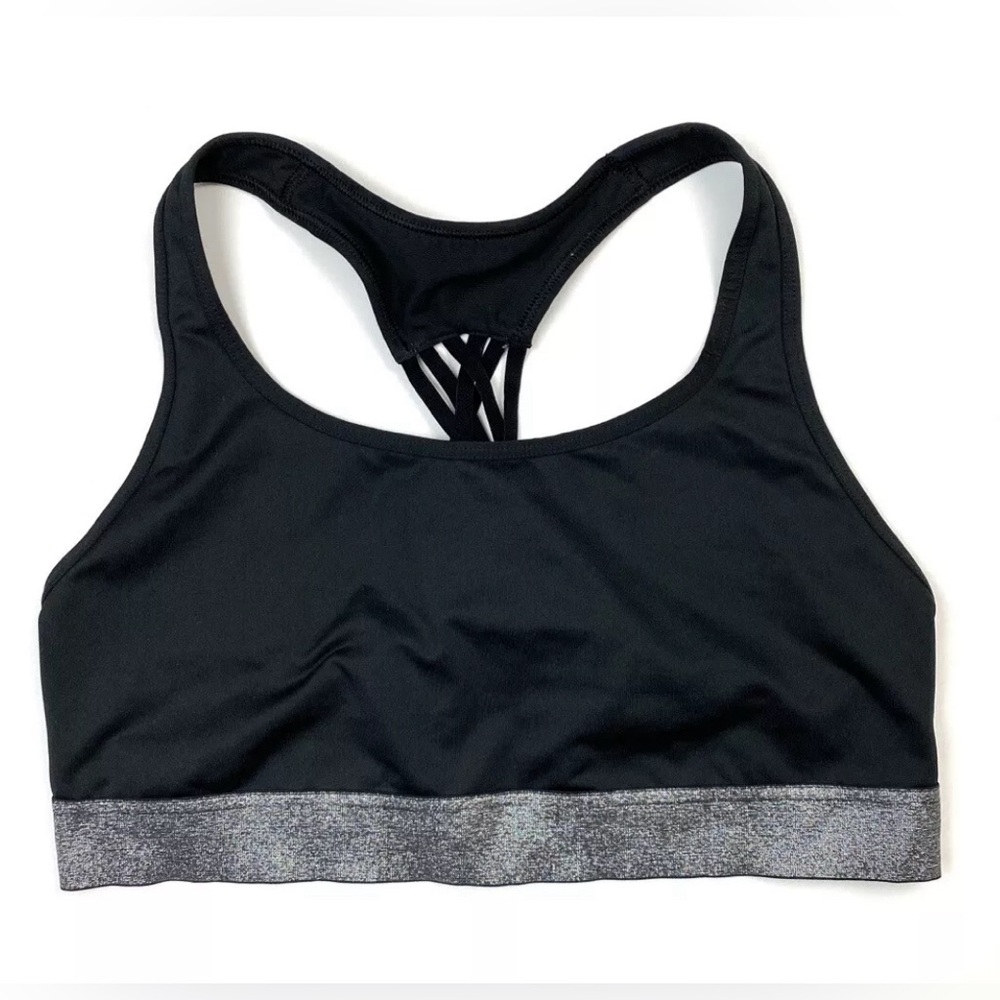 Victorias Secret Women Sports Bra The Player LARGE Black Lattice Racerback
